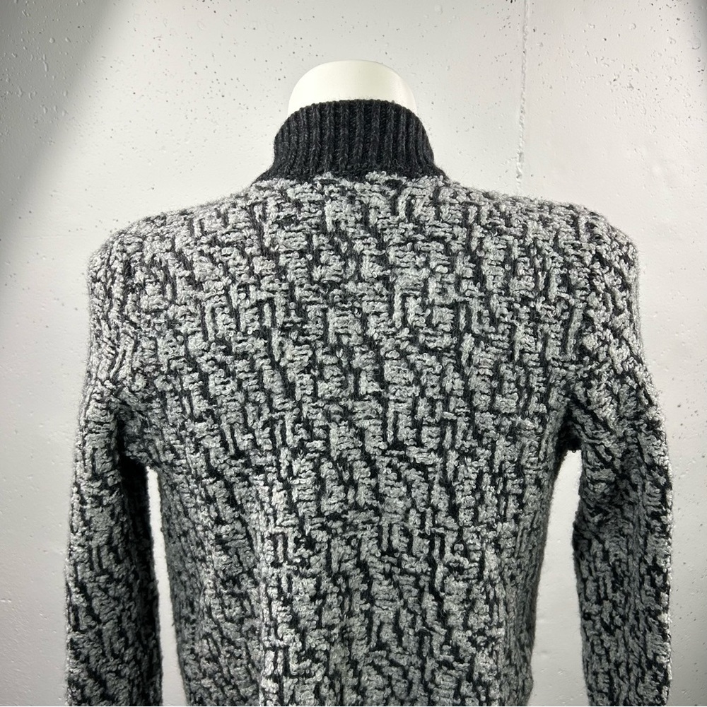 Loft Black & Grey Open Front Chunky Wool Cardigan L - Picture 7 of 8
